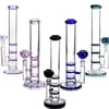 11 inch glazen waterpijp bongs rechte buis 3 gekleurde honingraat Perc waterpijp met 14 mm scharnier