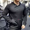 Autonn Winter Hood Men Men fitness manga longa camisetas correndo academia solta camiseta rápida secagem musculina mole machado l220704