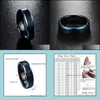 Bröllopsringar smycken 6mm blå avfasade kanter svart volfram karbidring matt borstad finish komfort passar storlek 7 till 121 droppleverans 2021 j