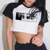 タイタンTシャツのアニメ攻撃レヴィクロップトップY2K女性Tシャツ半袖Shingeki no Kyojinグラフィックティートップス