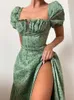 Kesiachiccly elegancki kwadratowy kołnierz wiosna letnia sukienka swobodna plaża Kobiety vintage marszczone boho sukienka szata femme sukienki vestidos 220527