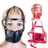 Nieuwe PU Lederen Kap Hoofd Harnas Open Mond Gag 44mm Bal Fetish Terughoudendheid Gezicht Slave Bondage Rollenspel sexy speelgoed voor Vrouwen