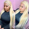 Perruque Lace Frontal Wig naturelle lisse, cheveux humains, blond 613, 30 pouces de Long, avec Closure, pour femmes noires, perruque de fête Cosplay