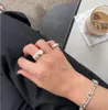 Ins – bague en argent Sterling 925, blogueur de mode avec le même paragraphe, bijoux simples et froids de forme spéciale pour l'industrie lourde irrégulière