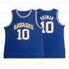 Aangepaste retro Rodman '1979 Savages High School Basketball Jersey Men's All Ed Blue White Green Elke naam nummer Topkwaliteit