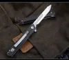 Couteau à découper oeuvre 440C lame satinée fibre de carbone + tôle d'acier inoxydable roulement à billes Flipper couteaux pliants