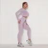 Наряд йоги бесшовные женщины устанавливают хип-брюки с высокой талией спортивные леггинсы