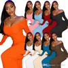 Basic Casual Dresses 2022 Autumn Women Bodycon Dress Fashion Ribbed Knitted Sweater Skirt Sexy Off Shoulder Long Sleeve Maxi Dresses Plus Size Ksu7 Ksu7