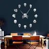 Horloges murales moderne bricolage grande horloge décorative art drôle simple autocollants effet miroir acrylique wanduhr décor à la maison mur