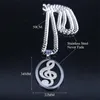 Pendant Necklaces Music Notes Stainless Steel Necklace Women Men Silver Color Chain Oval Jewelry Chaine Acier Inoxydable N4277S06P259w