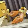 Designer de luxe sandales pour femmes de qualité supérieure gaze chaussures habillées à talons hauts avant arrière sangle anneau élastique mode sexy talon de 8,5 cm femmes sandale grande taille 4-11 avec boîte