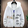 Men's Jackets Summer Hong Kong Style Hooded Color Print Versatile Sunscreen Coat Men's Fashion Jacket Thin Male M-3XL F06Men's