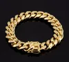 10mm Mens Miami Cuban Link Pulseira Colares Conjunto de Corrente Banhado a Ouro 18k