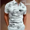 Polos maschile Summer di alta qualità camicie camuffi stampato mimetico a maniche corte a maniche corte girare girare la camicia da cerniera maschile