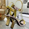 New summer women's high metal heel fashion sandals women's open toe ankle lace up sexy luxury designer shoes