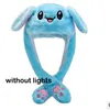 Lapin lapin chapeau oreilles mobiles avec lumière LED style coréen mignon bébé enfants forme animale doux en peluche sautant danse animal dessin animé casquettes M4180