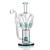 HEADY HOOSHS Blue Glass Bongs With Honeycomb Turbine Perc Sidecar Water Pipe Recycler Oil Rig med 18 mm fog