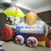 4 mètres de longueur Train gonflable maison Air soufflé bonbons crème glacée doux cône Train pour la décoration de fond d'événement de Festival