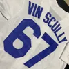 67 Vin Scully Jersey Voice 1950 2016 Patch White Blue Gray Black Cool Base All Stitched