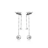 Dangle & Chandelier Silver String Of Beads Drop Earrings Clear CZ For Women Wedding Earring Original Jewelry Gift Bijoux BrincosDangle