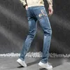 Style européen Plein Marque Jeans Pantalons Hommes Designer Slim Denim Pantalon Droit Pour Hommes Y220414314O
