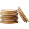 Wholesale Bamboo Cap Lid Reusable Wooden Mason Lid with Straw Hole Drink Lids