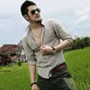 Plus Size Shirts Cotton Linen Men Shirt Long Sleeve Summer Style Hawaiian Shirts Sexy Slim Fit Men Clothes Arrival C01 220712