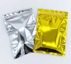 200Pcs Resealable Gold Aluminum Foil Packing Bags Valve locks with a zipper Package For Dried Food Nuts Bean Packaging Storage Bag