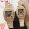 Para hombre para mujer Diseñadores Amantes Reloj 40 mm / 34 mm Completo 316L Pareja de acero inoxidable Reloj impermeable Japón Cuarzo Clásico Montre de Luxe Diamantes Relojes de pulsera cuadrados