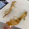 الصنادل Sandalias دي تاكون باجو كون كوريدون بارا موهير Zapatos Informess Gladiador Banda Estrecha Color Dorado Y Plateado 220419