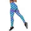 Balık Terazileri Cosplay Tayt Kadın Yüksek Bel Baskılı Leggins 3D Egzersiz Elastik Gym Swardpants Damla W220617