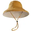 COKK Kids Bucket Hat Korean Adult Summer Foldable Double Sided Wide Brim Beach UV Protection Sunscreen Fisherman Hats Women Girl 220506