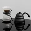 1L/1.2L noir goutte à goutte bouilloire thermomètre verser sur cafetière cygne Long cou acier inoxydable mince bouche col de cygne nuage 220509