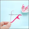 25pcs/zak Plastic Dental Tootick Cotton Floss Stick voor orale gezondheidstafel keukenbar accessoires gereedschap OPP Bag Pack Drop levering 2021 TOOTI