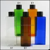 저장 병 항아리 홈 조직 Housekee Garden 240ml 8oz Square Amber Blue Green Orange Orange Clear Pet Plastic Dispensing Bottle C와