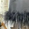Temperamento pluma costura sin mangas camisola tanque mujeres Otoño e Invierno Sexy Crop Top Slim Fit blanco negro 220325