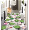 Custom Photo Flooring Wallpaper 3D Naklejki Ścienne Nowoczesne żwirowe Wyczyść Ryby Wodne Lotus Staw 3d Trójwymiarowe Dekoracja Malowanie podłogi