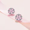 Stud Utimtree Pendientes de boda para novias Crystal Pink Zircon Silver 925 Sterling Pendiente Joyería Mujer Earing Gift DecoratingStud Mil