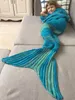 Coperta a coda di sirena Coperta morbida per sacco a pelo all'uncinetto per bambini Adulti Regalo a sirena per ragazze 10 colori 220517