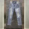 سراويل جينز للرجال العلامة التجارية للرجال الراقية تصميم الثقب الأصلي للرجال سراويل الترفيه الفاخرة الشهيرة للجنسين مرونة عالية الجودة