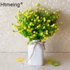 Decoratieve bloemen Kransen Mini Roses Bunch Silk Artificial Flower Rose Bud Desktop Decoratie Kort Home Party Decor One BouquetDecorativ