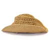 Cappello da cowboy occidentale in paglia naturale per uomo Cappello Panama da spiaggia estiva a tesa larga 10 cm Sombrero Hombre