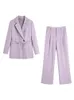 Elegant Office Lady Suits uppsättning för kvinnor Enkelknapp Bält Blazer och raka benbyxor Co Ord Set Two Piece Pants Set T220729