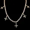 Hip Hop Bling Chains Jewelry Men Gold Silver Iced Out Tennis Chain Fashion Cross Pendant Necklace1825157