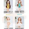 Utgåva 11 Joint Moveable Body 26cm 1/6 Doll Purple Brown Eyes with Fashion Clothes Style Dress Up Baby Dolls DIY Toy 220505