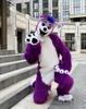 Violet Husky Long Fur Dog Fox Mascot Costume Fursuit Party Game Vuxen Tecknad kläder