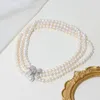 Chains ROWS Butterfly Style Real Natural Freshwater Pearl Necklace Jewelry For Party Wedding Bride Women 2pcs/lotChains