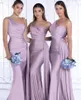 Blush Pink African One Shoulder Mermaid Bridesmaid Dresses Floor Length Wedding Guest Gowns Junior Maid Of Honor Dress Ribbon Part3912599