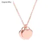 Original Tiffny Sterling Silver Heart Necklace Classic High Quality Gift Ladies Exquisite Pendant Necklaces With Box Y220315