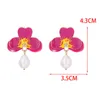 Dangle żyrandol moda urocza imitacja Perły Kolczyki dla kobiet proste słodkie kolory kwiat oświadczenie kolczyki biżuteria Farl2